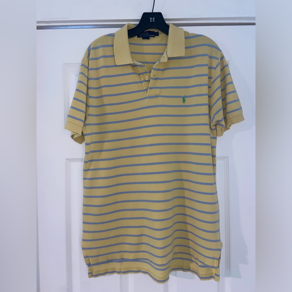Polo Ralph Lauren Yellow and Blue Polo, Size Medium